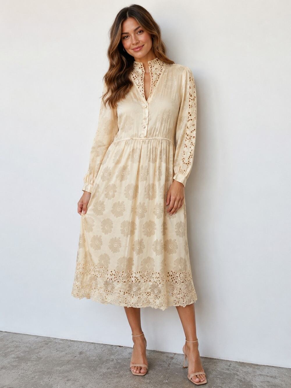 umi collections anne crimmins Ivory Silk Dress Women's Size 14 Vintage